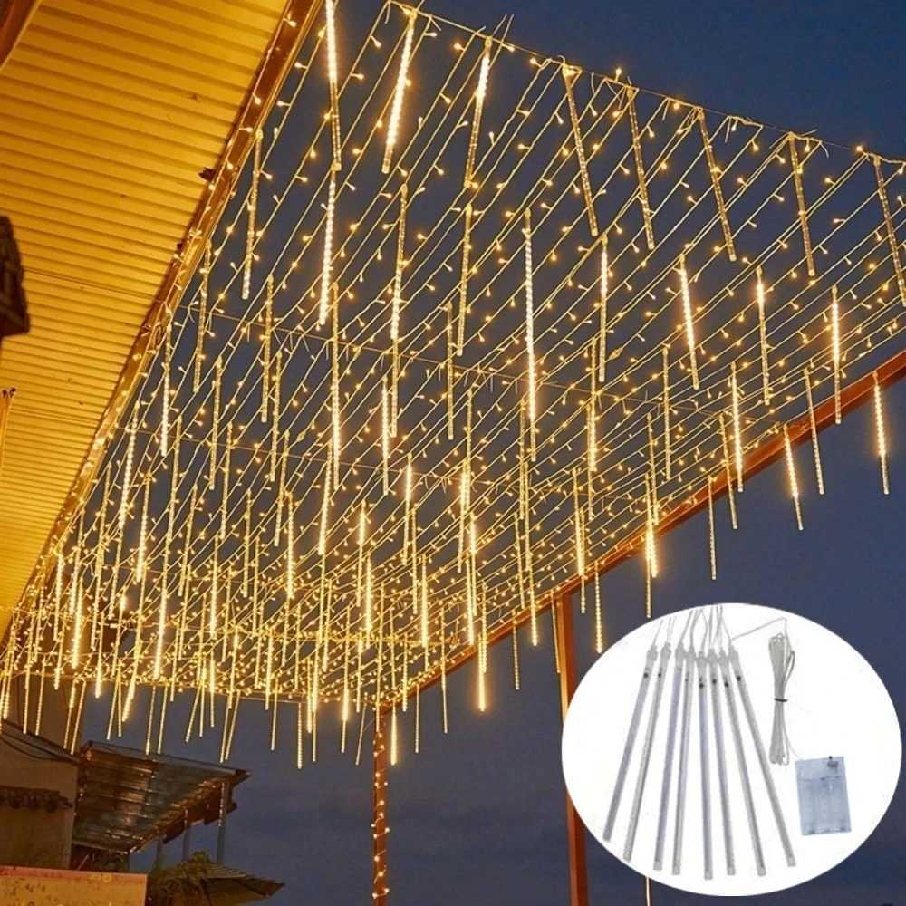 30cm 8Tubes LED Meteor Shower Lights AA Battery Indoor/Outdoor Decor for Trees Yards Gardens Parties Christmas HalloweenXJ250804