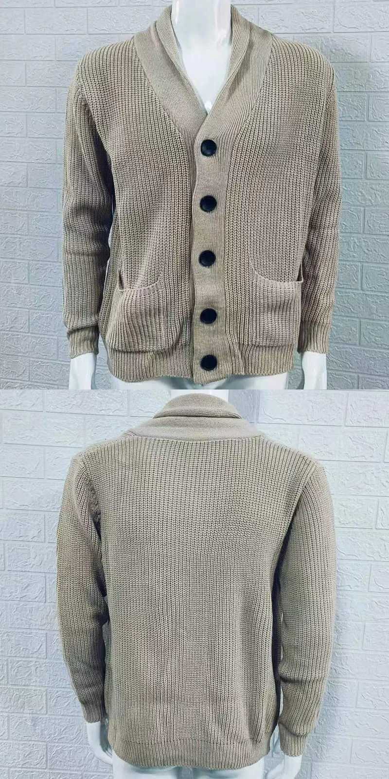 2025 Autumn/Winter Luxury Fashion Sweater Mens High Neck Thickened Single Breasted Pocket Top Knitted Cardigan Mens Coat XJ250805