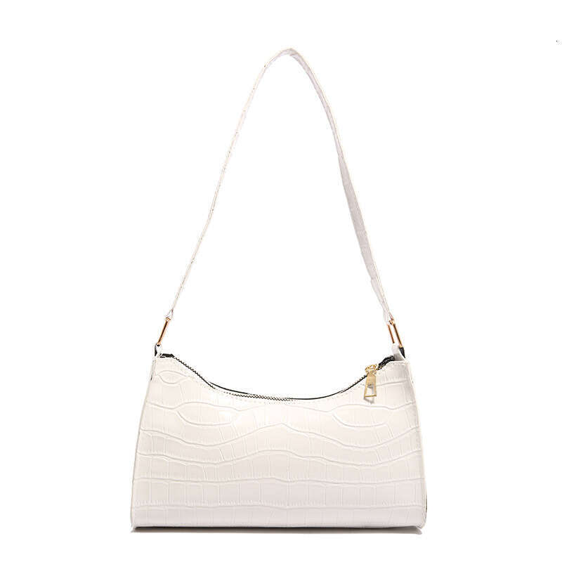 Crocodile Pattern 2025 New Style Crescent Simple Solid Color Underarm Baguette Single Shoulder Bag Women's Handbag