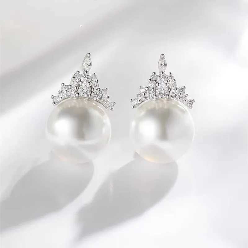 New 925 Sterling Silver Pearl Zircon Earrings Shining Charm Simple Style Women Earrings Birthday Gift for Friends Fine Jewelry Y250804
