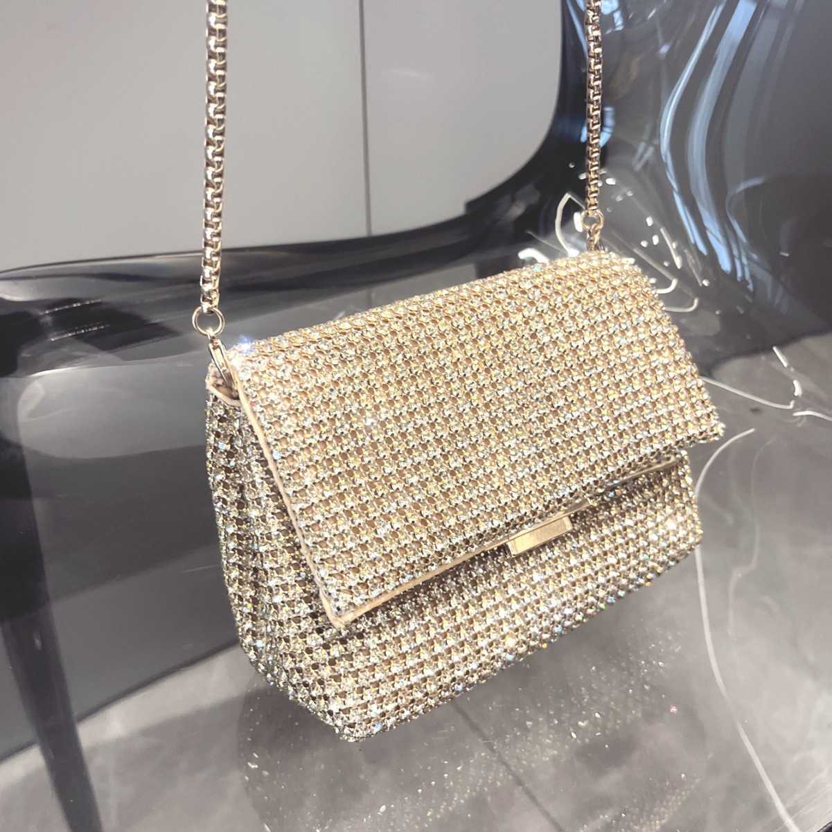 Crossbody bag designer bags Women's Bag 2024 New Rhinestone Single Shoulder Crossbody Bag Chain Square Bag 5cm King Rhinestone Small Bag
