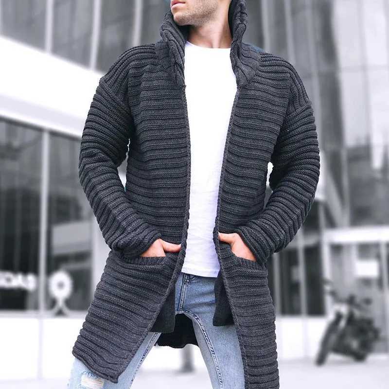 2023 Autumn and Winter New Cardigan Mens Knitted Sweater Solid Color Turtleneck Long-sleeved Coat Sweater Jackets XJ250805