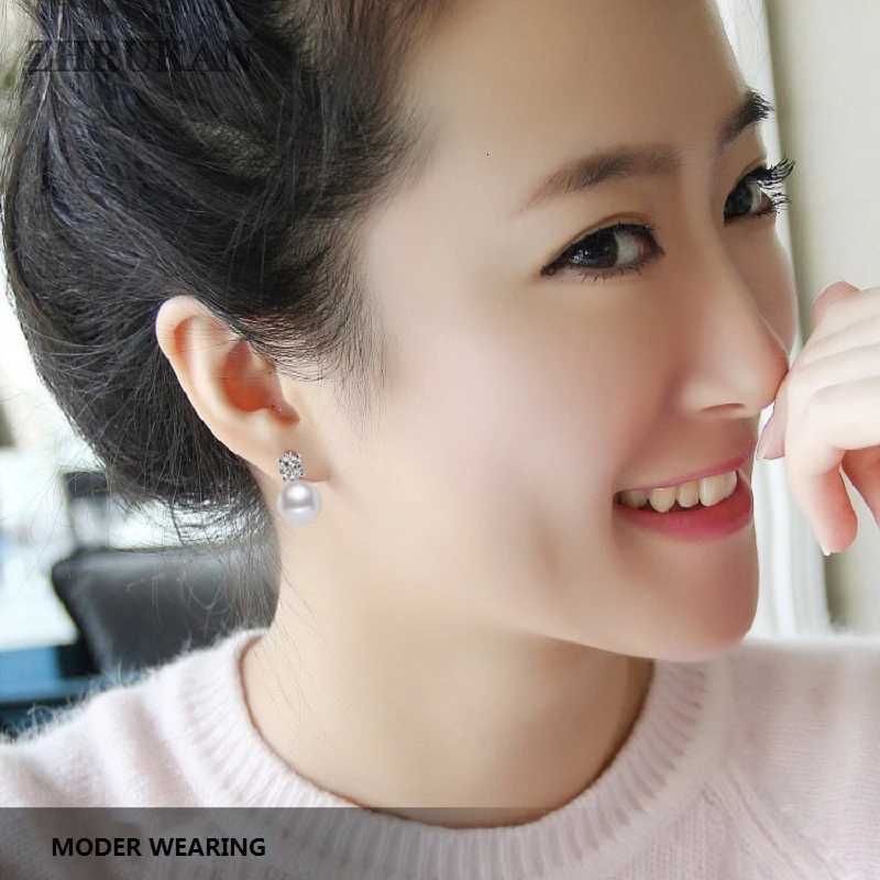 Natural Pearl Stud Earrings AAAA Freshwater Pearls 8-9mm 925 Sterling Silver Earrings for Women Jewelry Gift ZHRUKAN Y250804