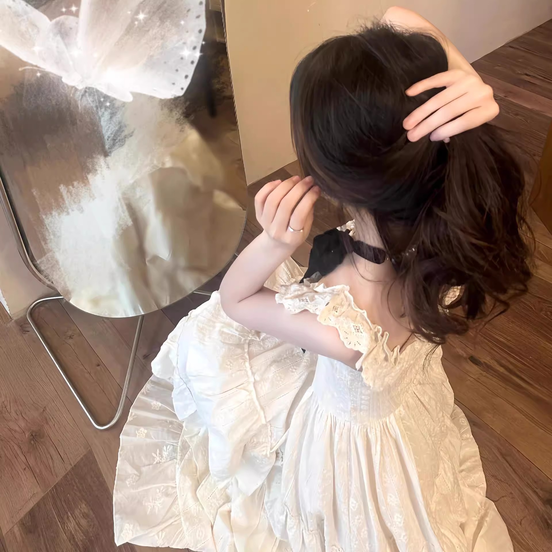 2025 Summer French Style Stunning Lace up Dress fashion for Women's Beach Vacation Birthday Princess Dress Fluffy Cake Long Dress New Designer Dr