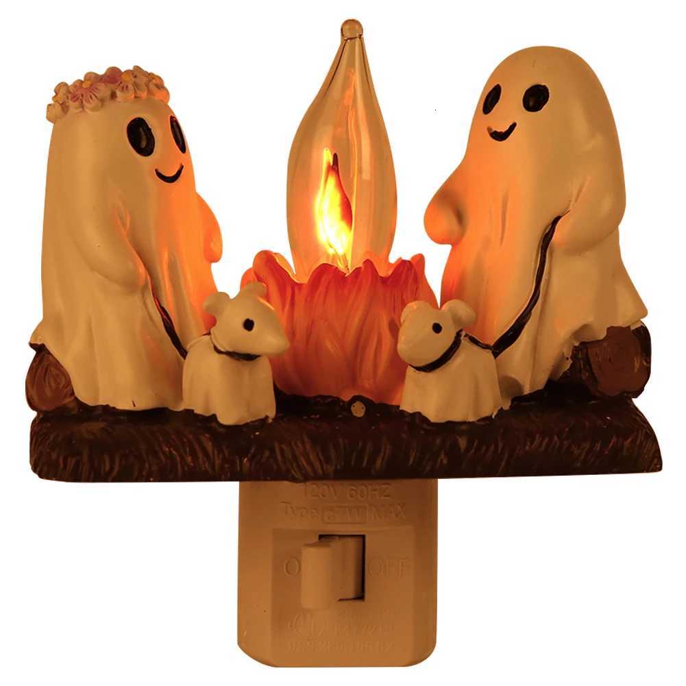 3D Resin LED Electric Faux Campfire Night Light Ghost Halloween Night Light Halloween Room Decoration XJ250804