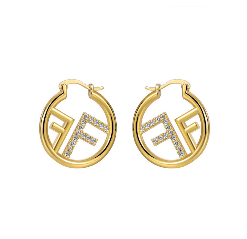 Designer Earring 18K Gold Plated Alphabet Letter Hollow Stud Earring Paved AAA Cubic Zirconia Diamond Fashion High-end Jewelry wholesales drop shippin