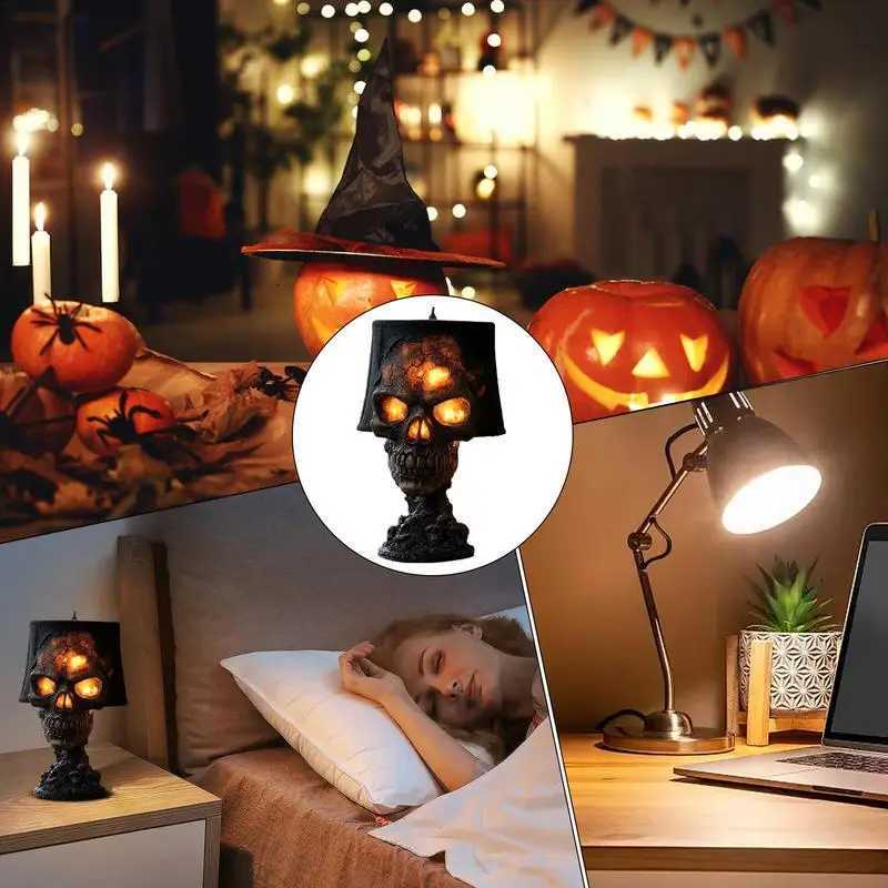 Gothic Table Lamp Halloween Skull Decor Desk Lamp Skeleton Halloween Decorations Ambient Lighting Night Light Desktop XJ250804