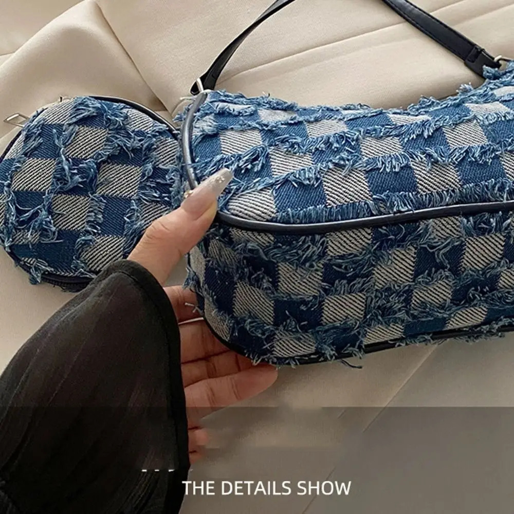 Trendy Denim Underarm Vintage Tassels Single Shoulder Bag Y2k Korean Womens Handbag Lady 250805 TUES