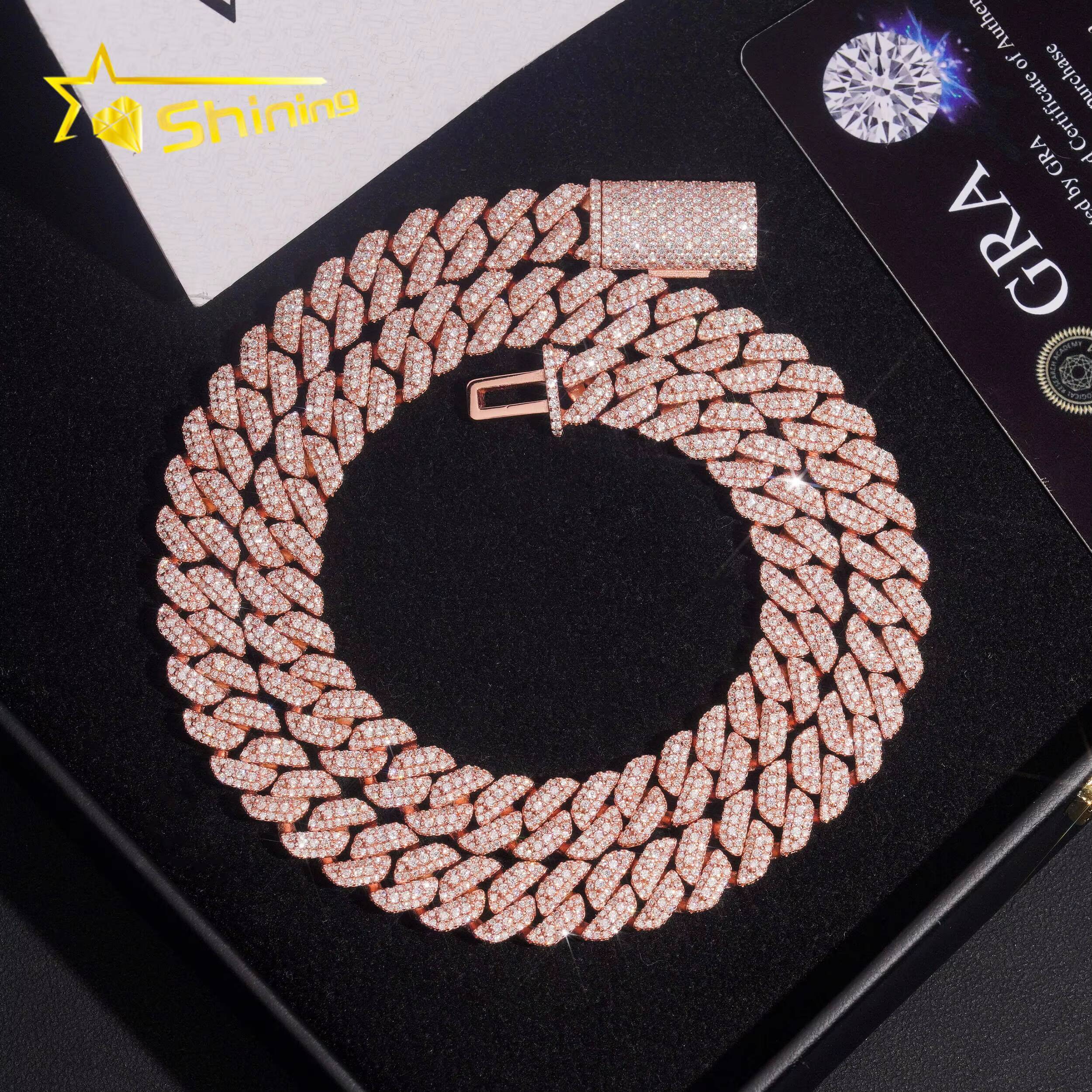 Best Selling Design 10mm Iced Out VVS Moissanite Pass Diamond Test Cuban Link Chain Hip Hop Mens 925 Silver Necklace Bracelet