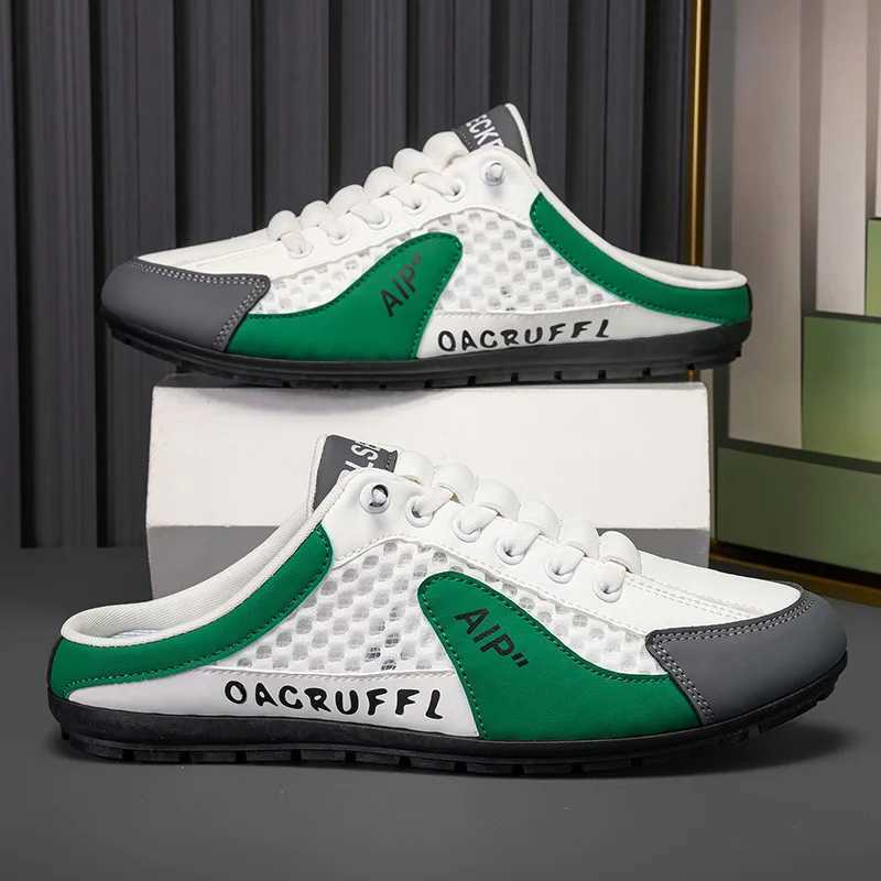 Large Size 48 Mens Shoes Summer Closed-Toe Half Slippers New Breathable Casual Slippers Comfort Slip-On Driving Shoes Mens Sneakers W250805