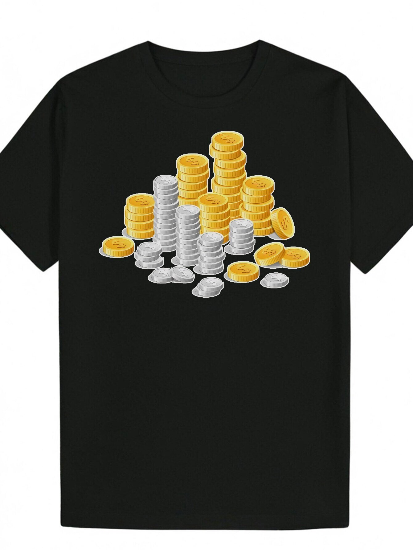 Men's Summer with Design - Round Neck, Short Sleeve, Polyester Fiber, Lightweight and Breathable, Perfect for Casual Wear, Everyday Bitcoin Graph
