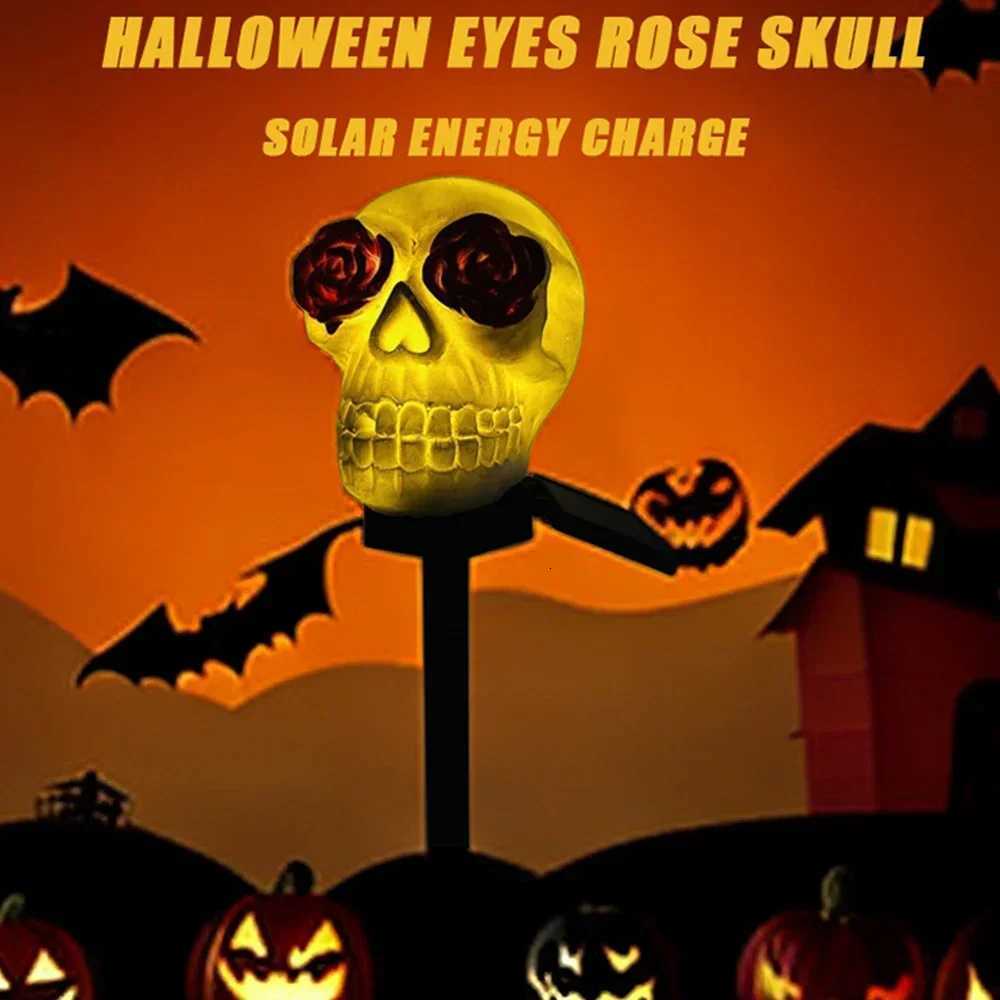 Halloween Rose Skull Solar Light Solar Rechargeable Resin Floor Light for Outdoor Patio Waterproof Horror Decorated LanternXJ250804