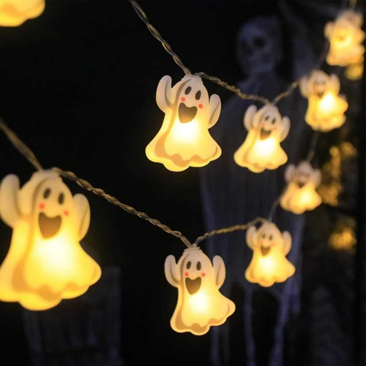 1pc 10/20 LED Halloween Raising-Hand Ghost String Light Hanging Decorative Lamp Battery Powered For Home Garden Halloween Decor XJ250804
