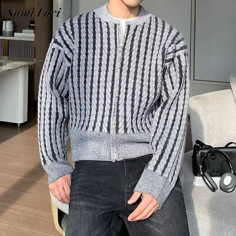 Streetwear Casual Mens Sweater Cardigan Tops Fall Winter Fashion Crochet Twist Knit Jacket Coat Men Trendy Knitted Sweatercoats XJ250805