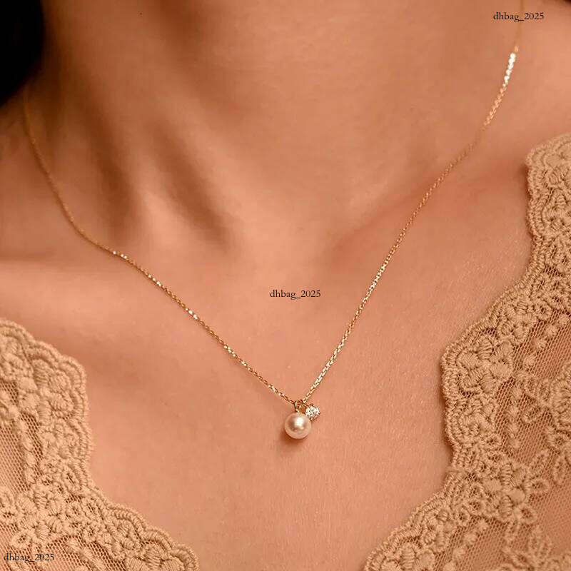 S Pearl Necklace with Small Zircon Light Niche Collarbone Chain Jewelry