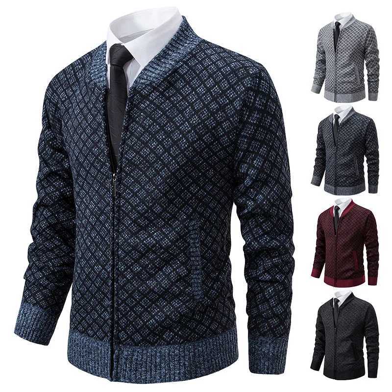 New Winter Sweater Men Cardigan Baseball Collar Casual Sport Zipper Jacket Coat Autumn Fleece Warm Clothes Knitted Coat XJ250805