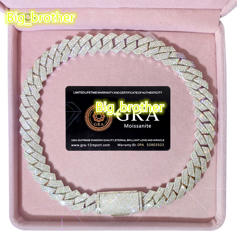 2025 Designer jewelry Hip Hop Miami Cuban Link Chain Mens 14k 18k Gold Plated 18mm Diamond Necklace Men Jewelry Custom Cuban Link Chain in Silver 925