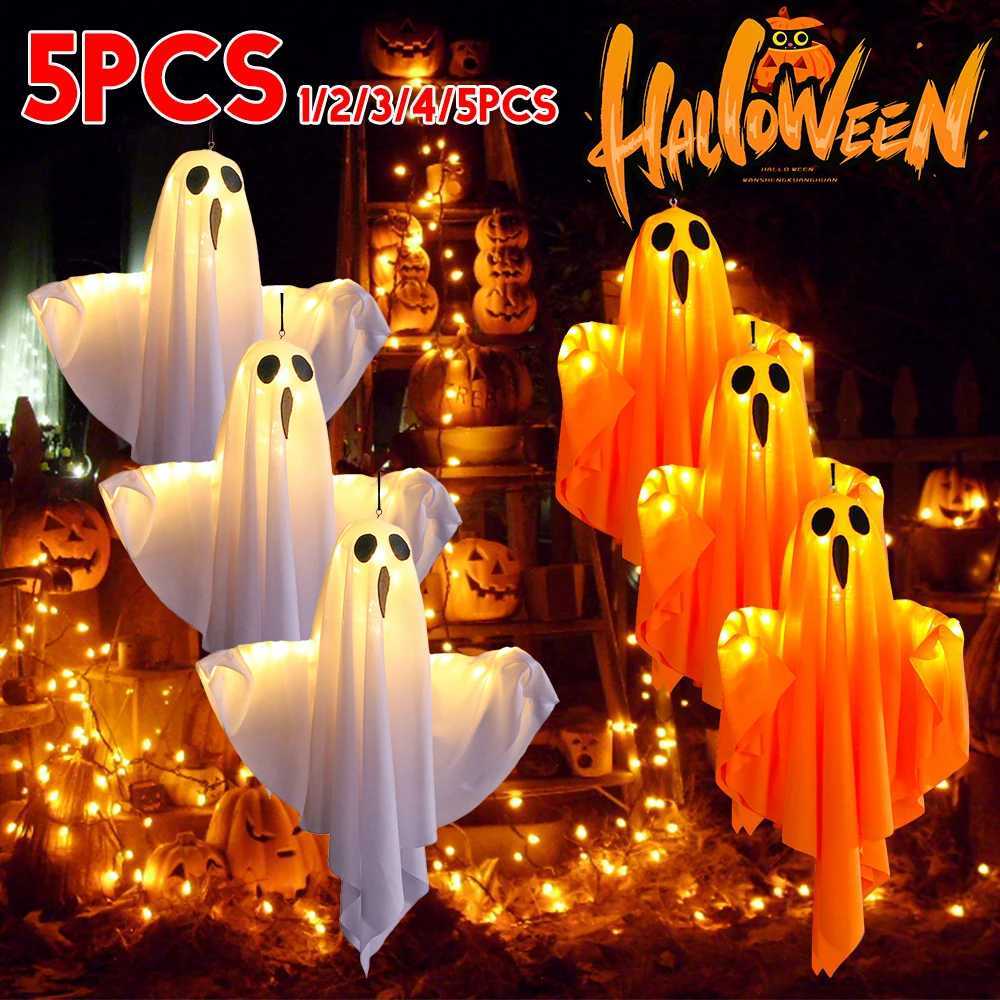2024 Halloween Party LED Glow Ghost Home Indoor Outdoor Decoration Supplies Haunted House Bar Hanging Horror Props with Lights XJ250804