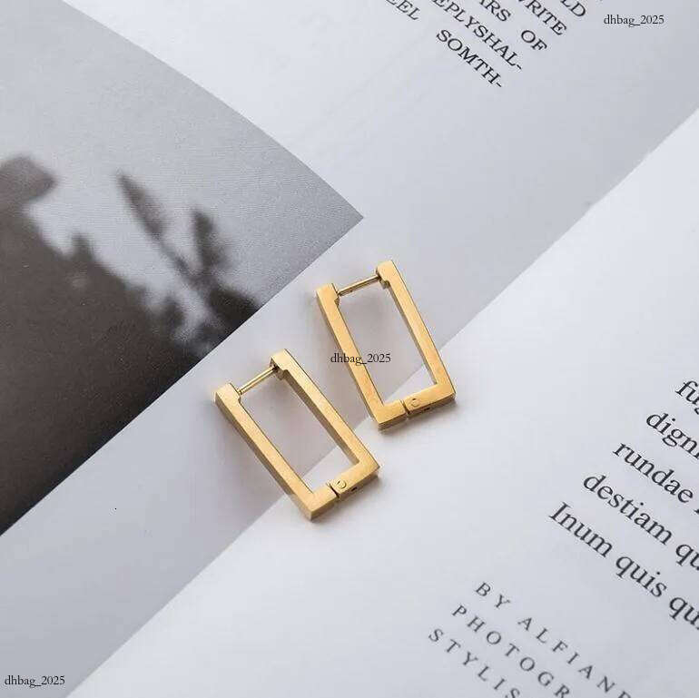 Geometric Charm gold Earrings Rectangular Womens metal titanium steel New trendy jewelry