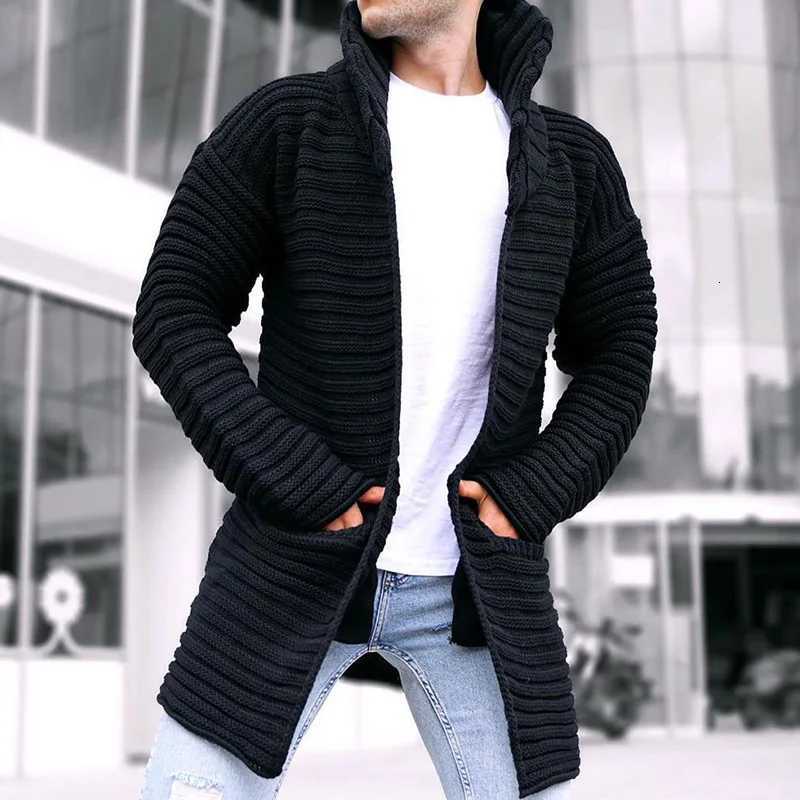2023 Autumn and Winter New Cardigan Mens Knitted Sweater Solid Color Turtleneck Long-sleeved Coat Sweater Jackets XJ250805