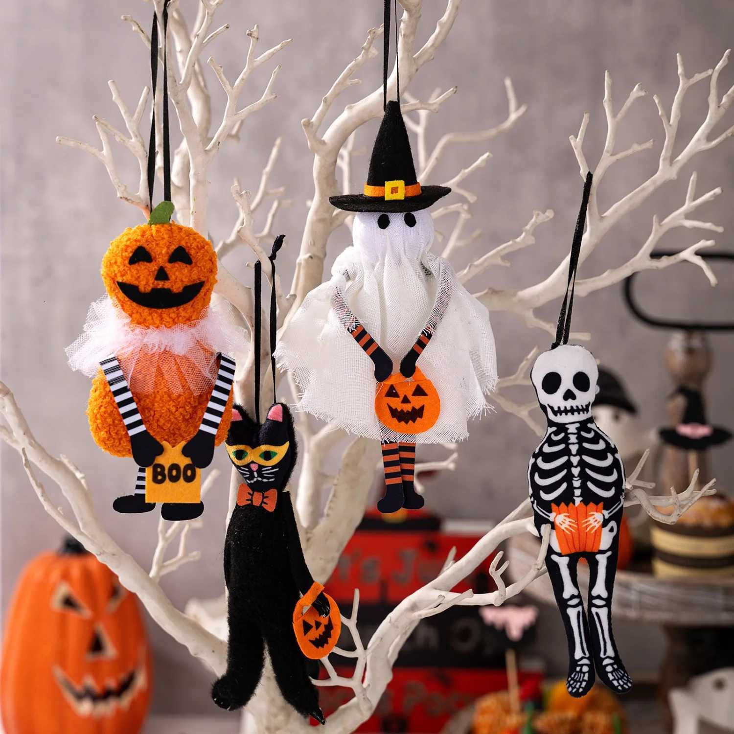 1/4pc Halloween Hanging Ghost Doll Pumpkin Boo Witch Cats Haunted House Drop Ornaments Happy Halloween Party Decoration For Home 2025 XJ250804