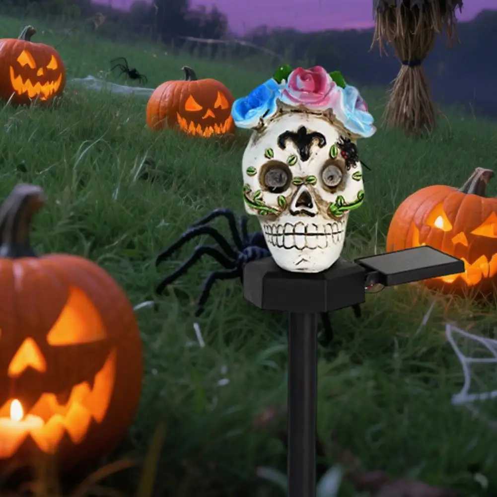 Waterproof Halloween Outdoor Decor Autumn Patio Display Lights Halloween Solar Pumpkin Skull Pathway Lights for Outdoor Yard XJ250804
