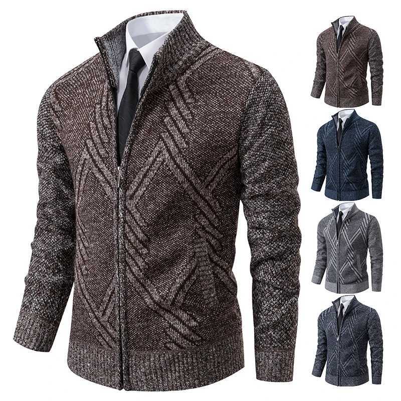 Spring Autumn Knit Cardigan Men Sweater Coat Men Clothes Brown Gray Brand Male Knitting Jackets XJ250805