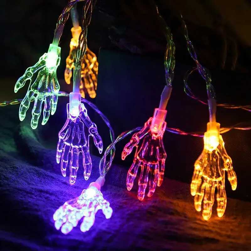 1PC Halloween LED Ghost Claw String Lights Horror Decoration Lamp Battery Powered Hanging Lights for Festive Party Haunted House XJ250804
