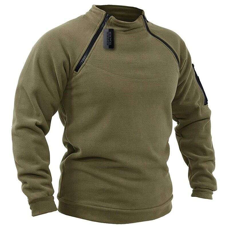 European Men's Tactical Hoodie, Spring New Hunting Jacket, Warm And Breathable Side Zipper Fleece Pullover