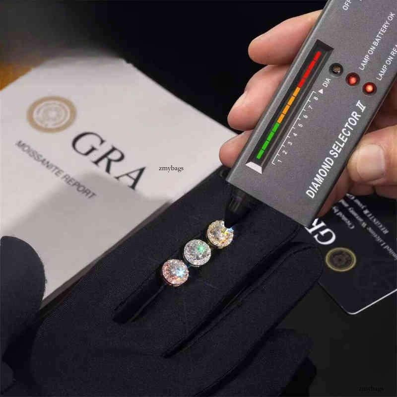 6.5mm Stone Hip Hop Iced Out Jewelry VVS Moissanite Ear Studs Sterling Sier Dia Stud Earring for Women