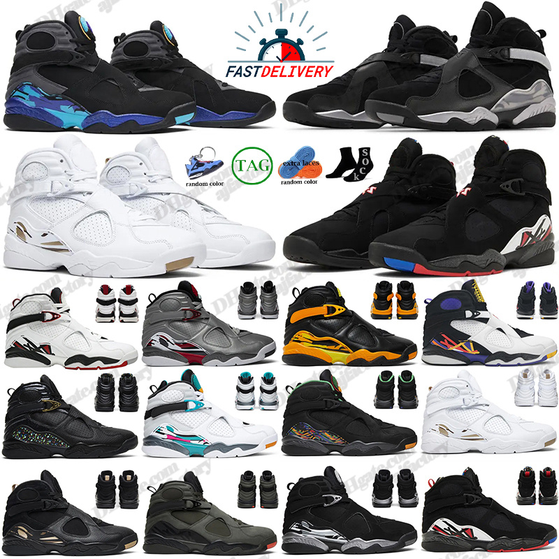 Designer Men 8s High Basketball 8 Sneakers Leather Trendy versatile Aqua Playoff Black Take Flight white Alternate Chrome man Training sports shoes size 40-47