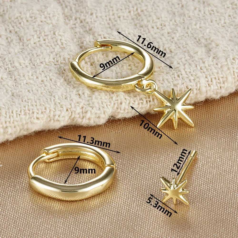 3 Piece Fashion Stainless Steel Round Star Drop Earrings Set for Women 18K Gold Plated Dangle Earring Punk Unisex Rock Jewelry Y250804