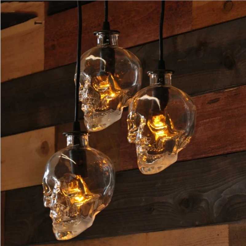 Nordic Skull Shaped Lamp LED Modern Retro Creative Glass Skull Lights Home Decor Wall Bar Loft Skull LightingXJ250804
