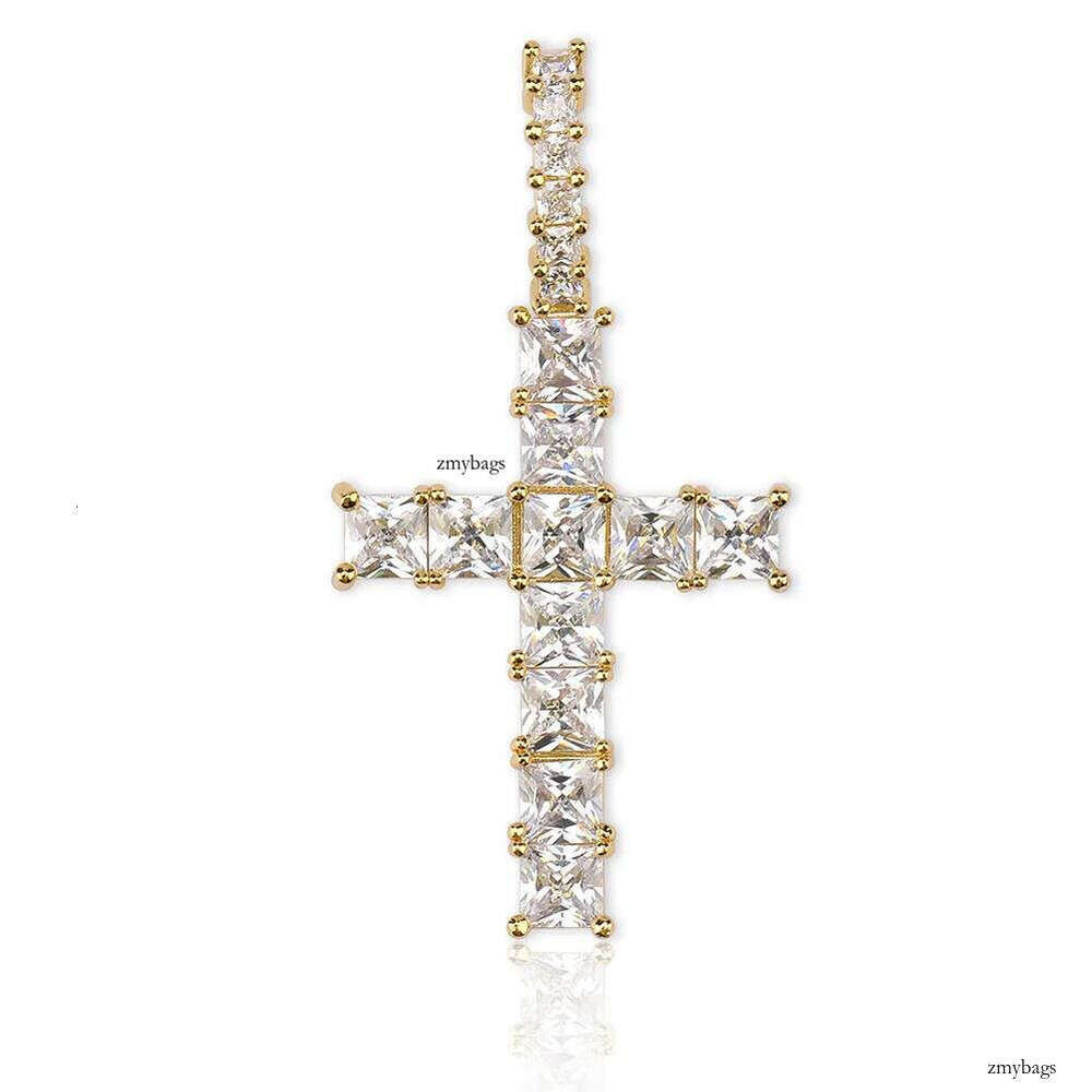 personalized Vintage Rose Gold Blingbling Dia Iced Out Cross Pendant Chain Necklace Square Cubic Zirconia Jewelry Gift For Men Women