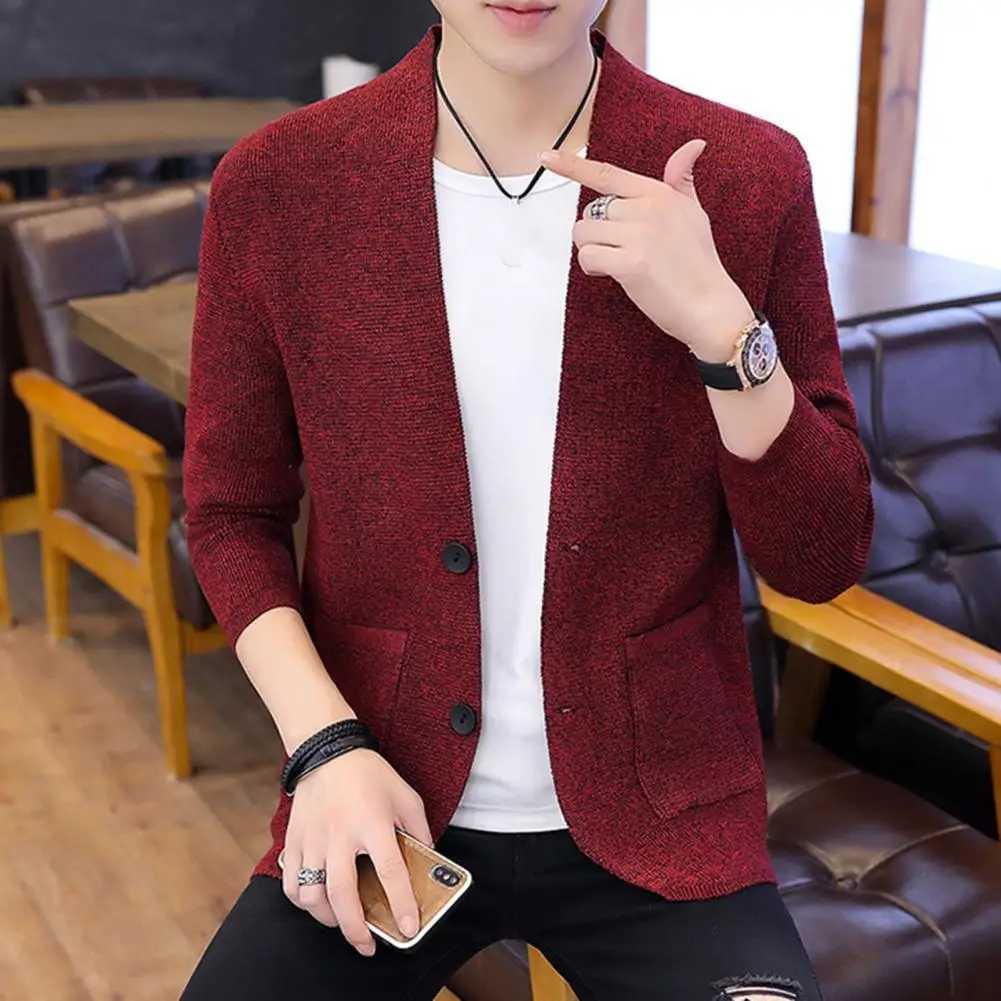 Classic Men Cardigan Men Sweater Stylish Mens Knitwear Coat Single-breasted Solid Color Cardigan with Elastic for Fall/Winter XJ250805
