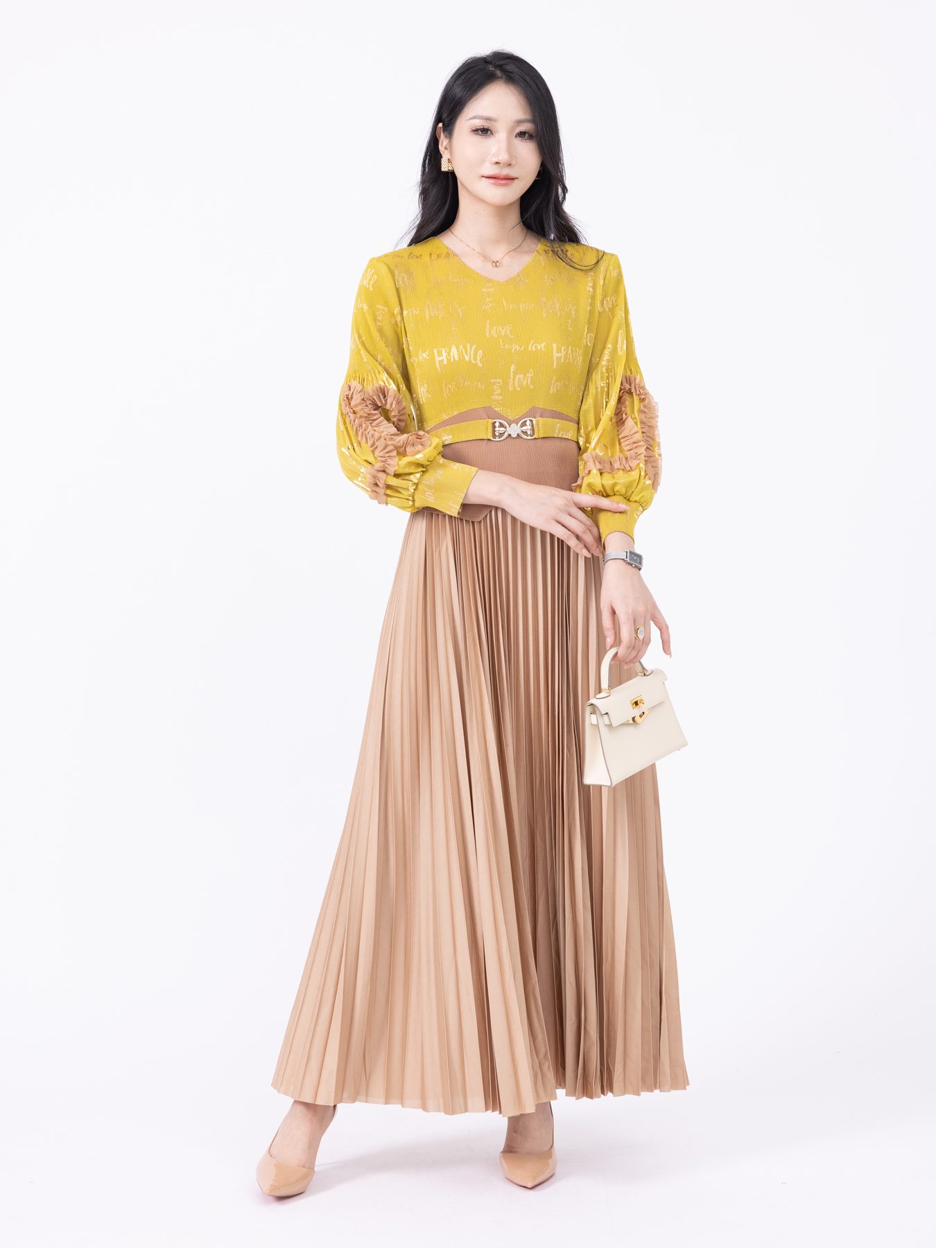 Women's Dresses Two fake dresses with gold foil and contrasting colors H250415