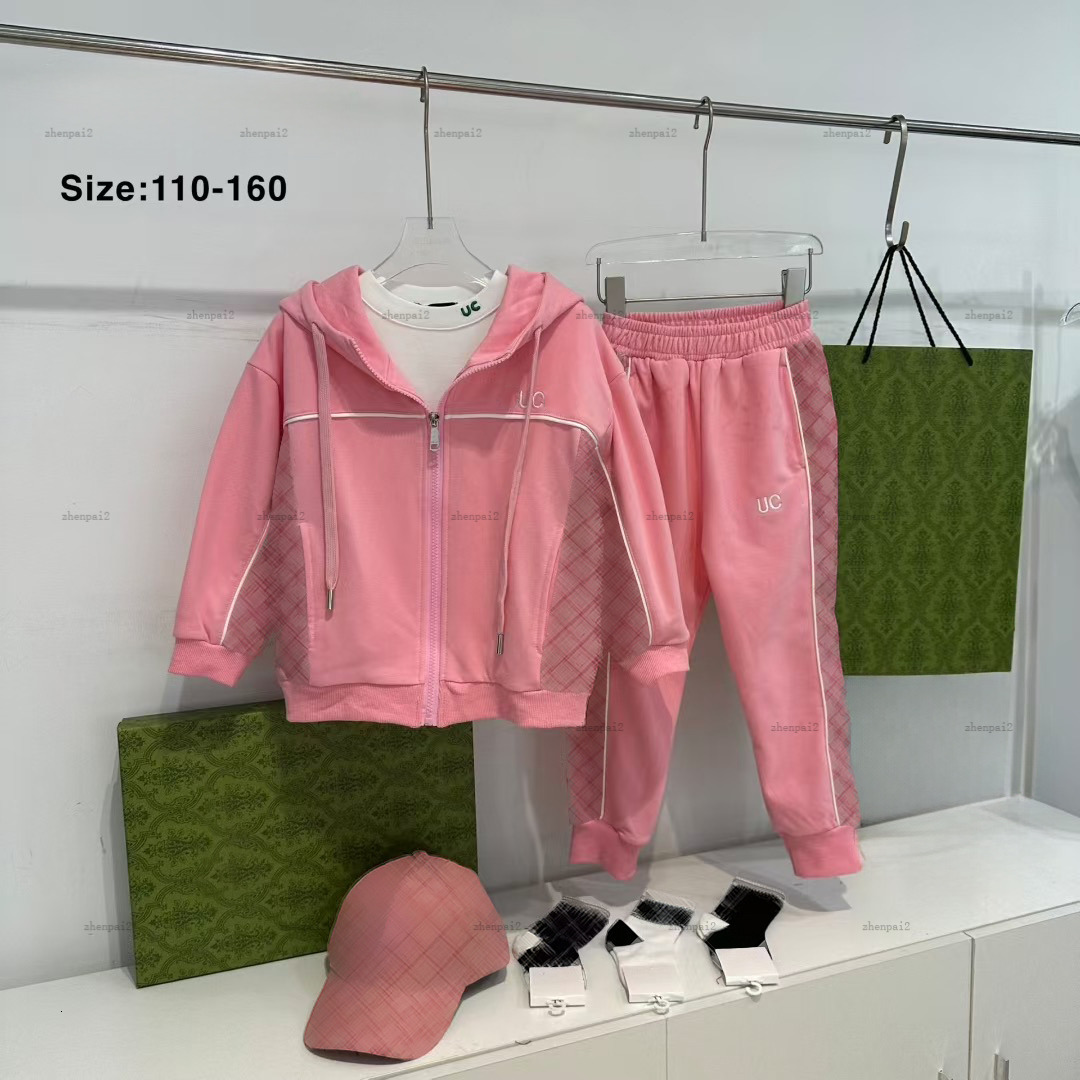 Luxury baby coat suit autumn Tracksuits Cute pink design girls Sports suit kids designer clothes jacket and pants A948X26N213