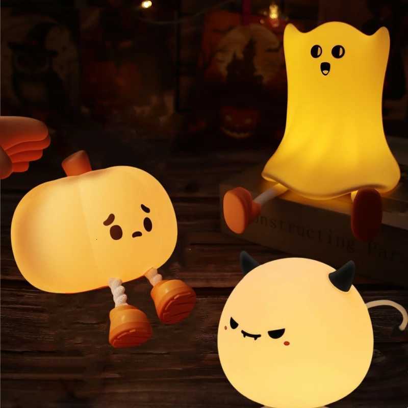ute Pumkin Night Light USB Rechargeable Bedside Nightlights Dimming For Childrens Halloween Party Holiday Gifts Bedroom DecorXJ250804