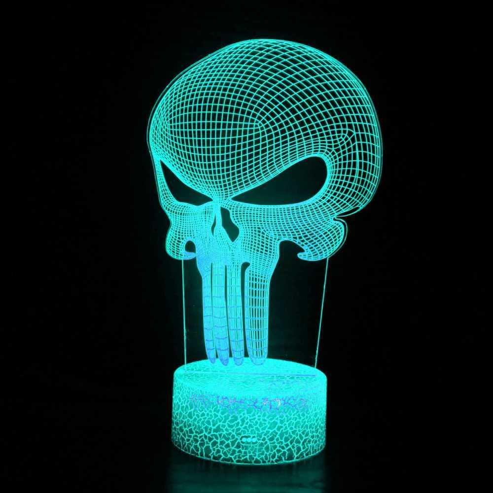 3D Skull Night Light Halloween Decoration Lights 7 Color Changing LED Desk Lamp Touch Button Room Decor Gift for Kids Teens XJ250804