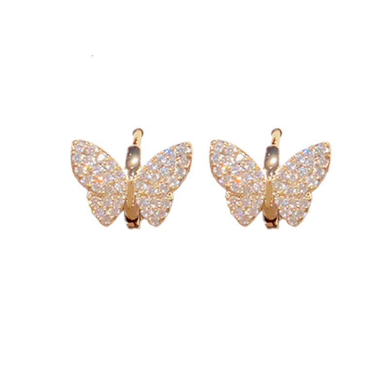 TikTok Same Style Fashionable Elegant High-end Micro-inlaid Butterfly Simple Niche Design Versatile Commuting Earrings