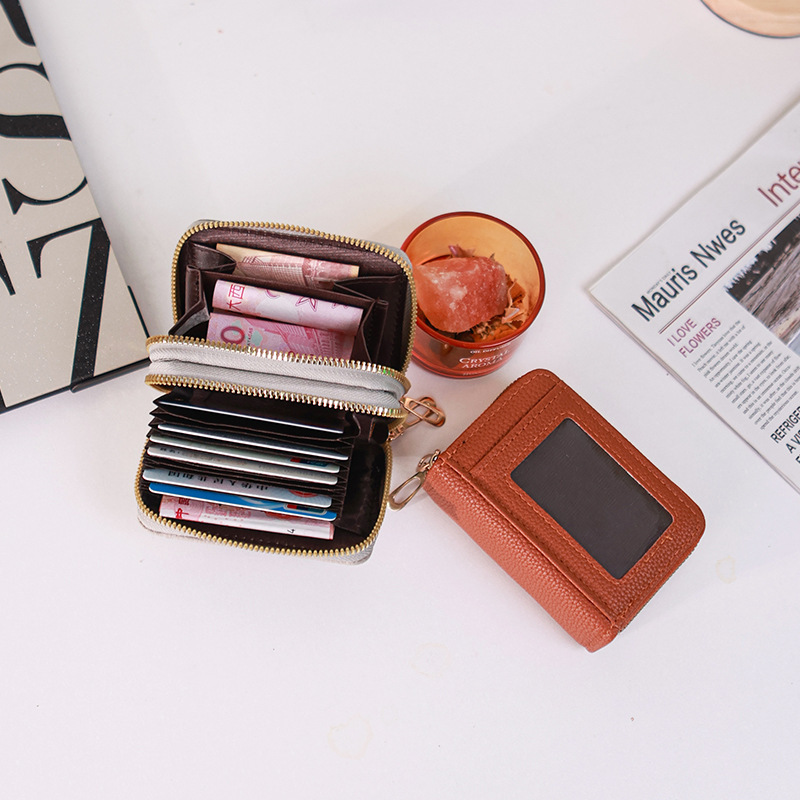 Hot Selling Women's Wallet Multi-Card Slot Double Layer Zipper Transparent Window Accordion Fashion Large Capacity Card Holder for Women