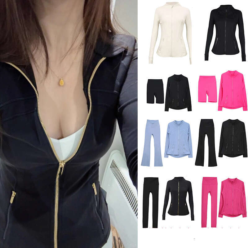 2025 11A Yoga jackets sets Lululemendefinejackets Shorts Define Gold Zipper Workout Sport Coat Lululemendefinejackets Sports Pants Jogging Luluunes leggingss