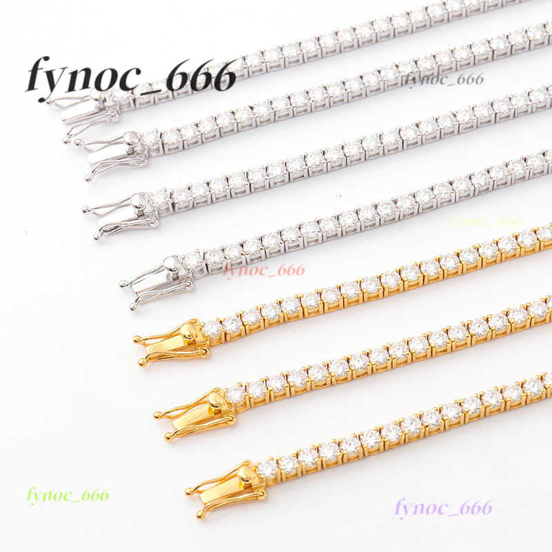 925 Silver Tennis Chain Moissanite Necklace 2mm 3mm 4mm 5mm Round Colorless Mossinate Diamond Casting