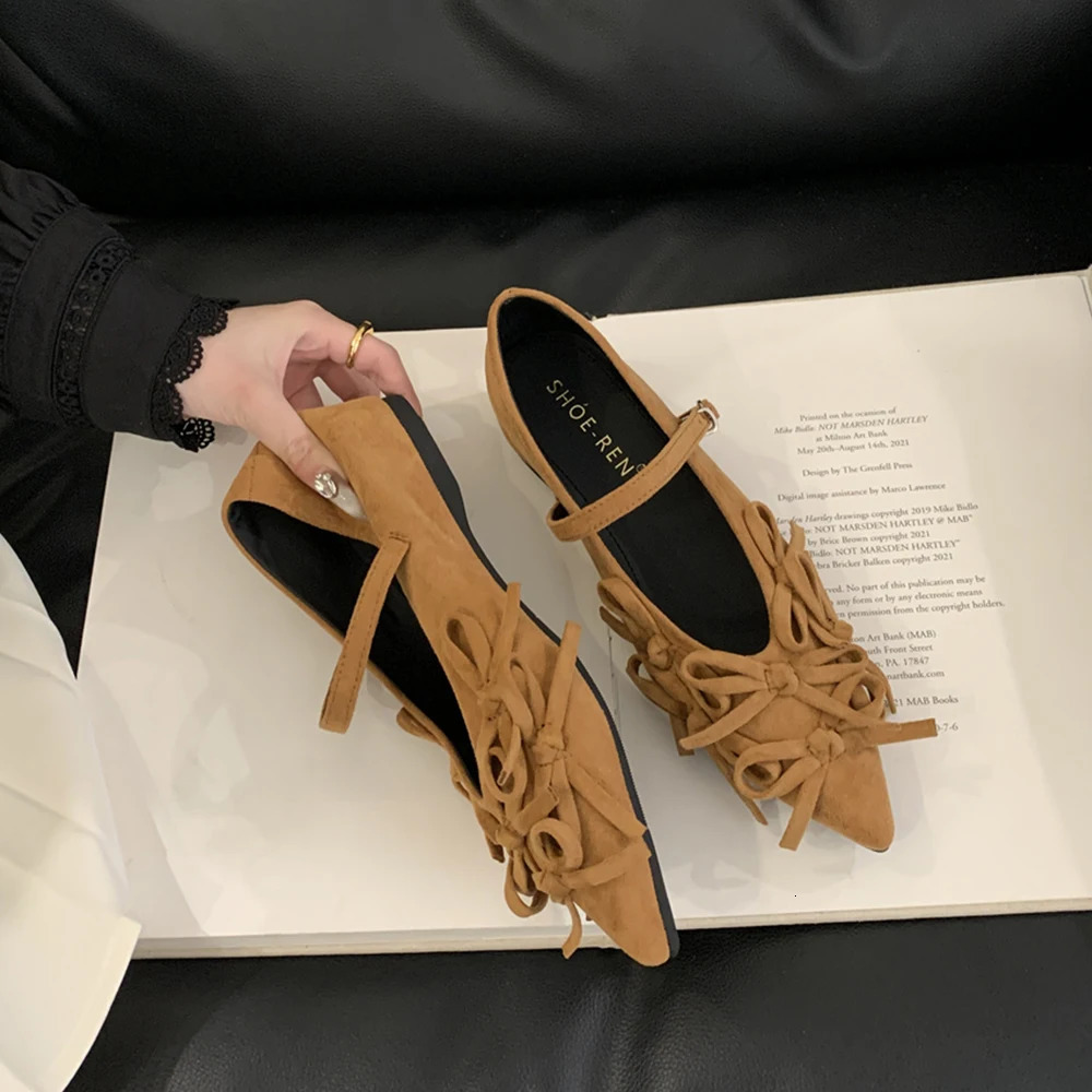 Women Fashion Bowknot Flats Comfort Pointed Toe Dress Mary Jane Shoes with adjustable Buckle Strap for Walking Daily Life 250731