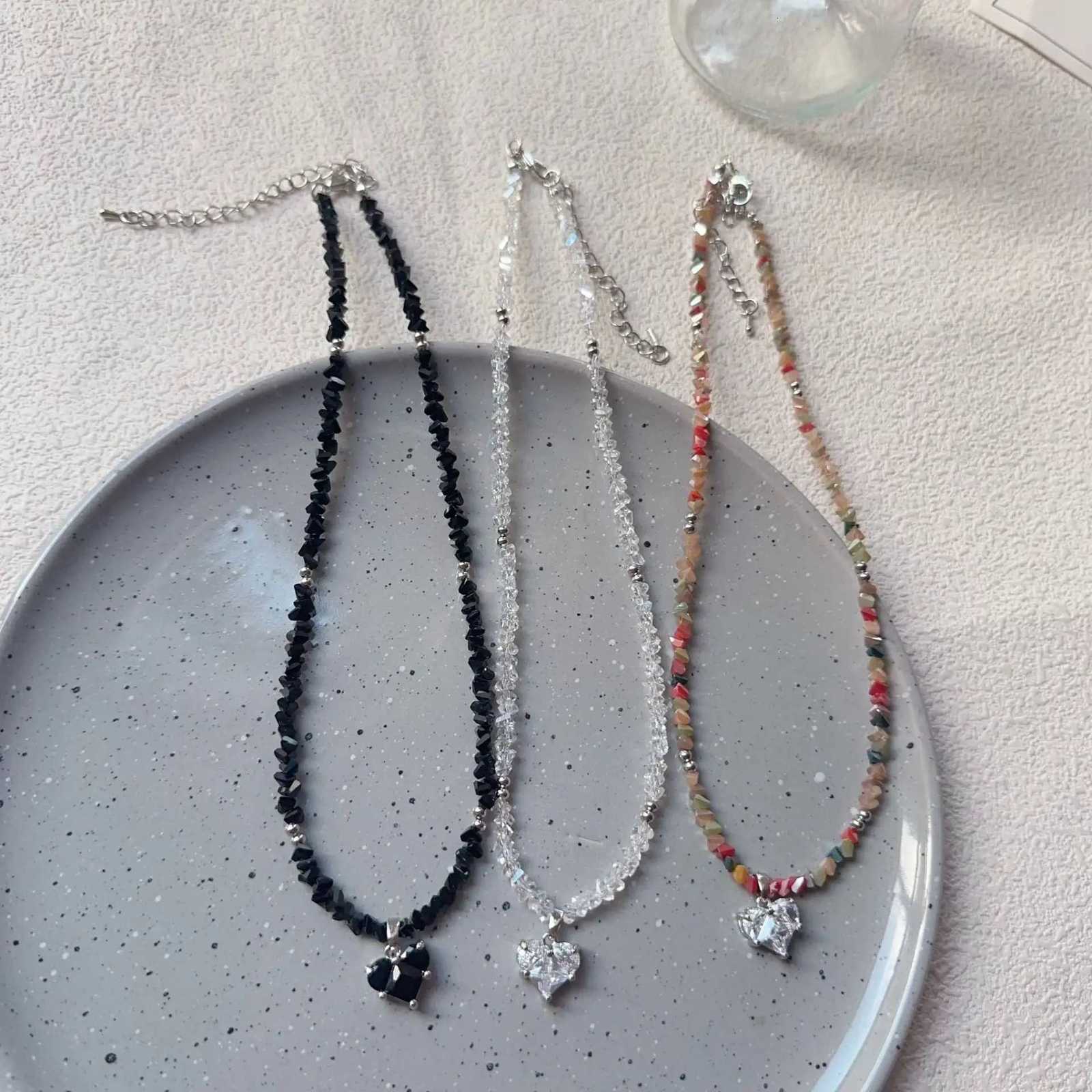 Vintage Zircon Crystal Heart Pendant Geometric Baroque Transparent Crystal Chain Necklace for Women Choker Party Jewelry N478 Y250805