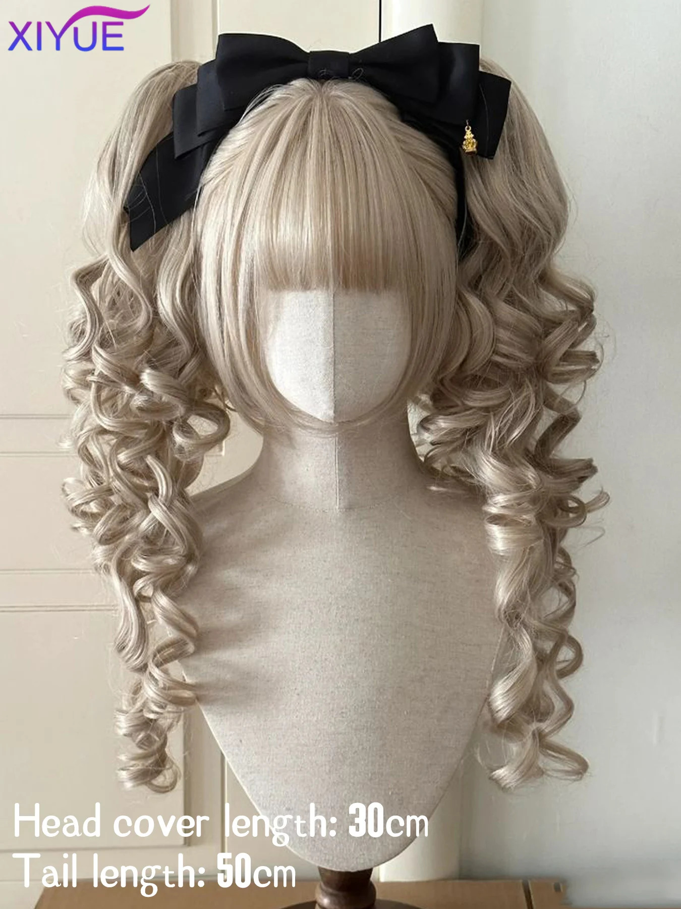 Synthetic Princess Cut Double ponytail Lolita Wig with Bangs Girl Ombre Blonde brown White gray Cosplay Halloween Harajuku wig 250805
