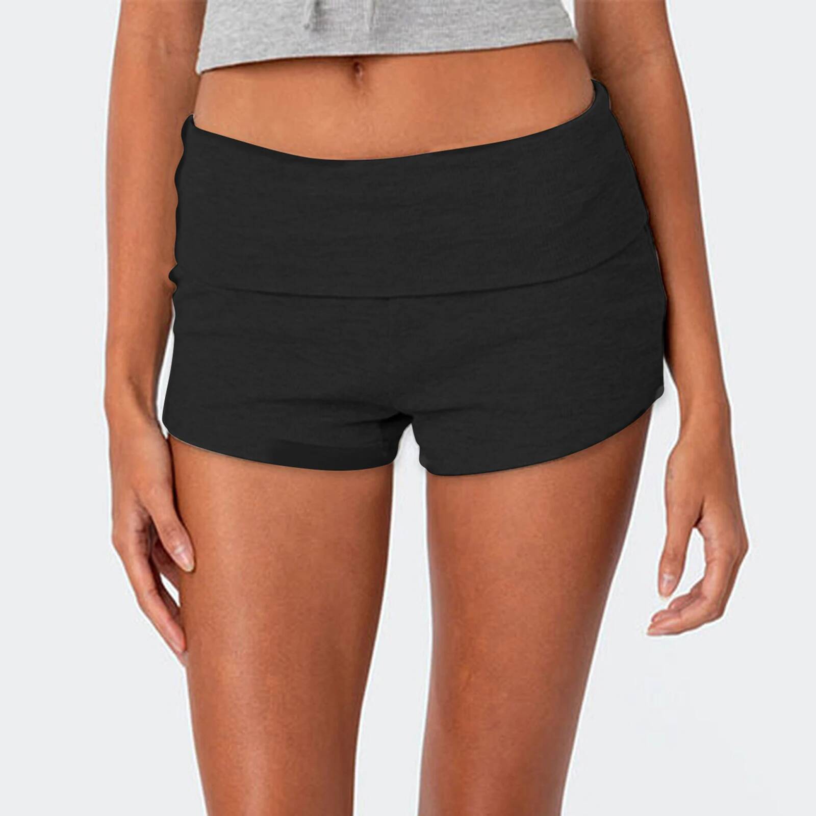 Women Ruched Pama Bottoms Solid Color/Stripe Elastic Low Waist Slim Comfy Sleep Summer Casual Shorts Outfits