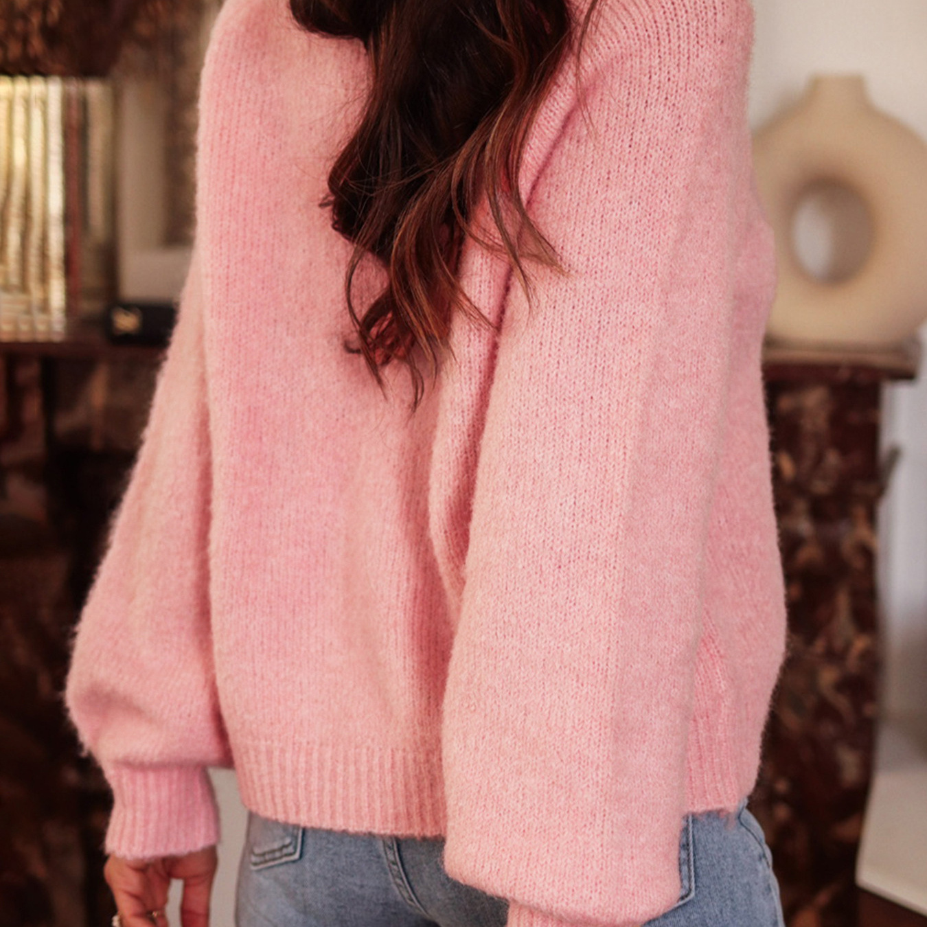 hot Free delivery designer sweater for women Simple solid color round neck sweater fashionable long sleeved slim fit knit sweater