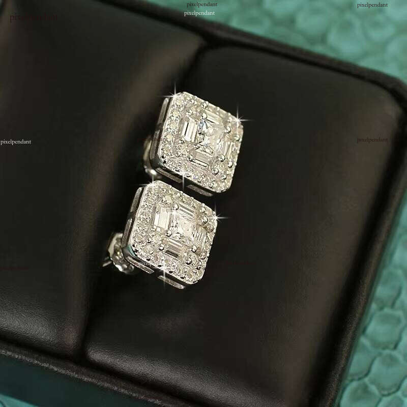 1.16 CTW Fancy Cut Princess Baguette Earrings With GRA Jewelry Fresh Same Design Men's Sier Moissanite Studs