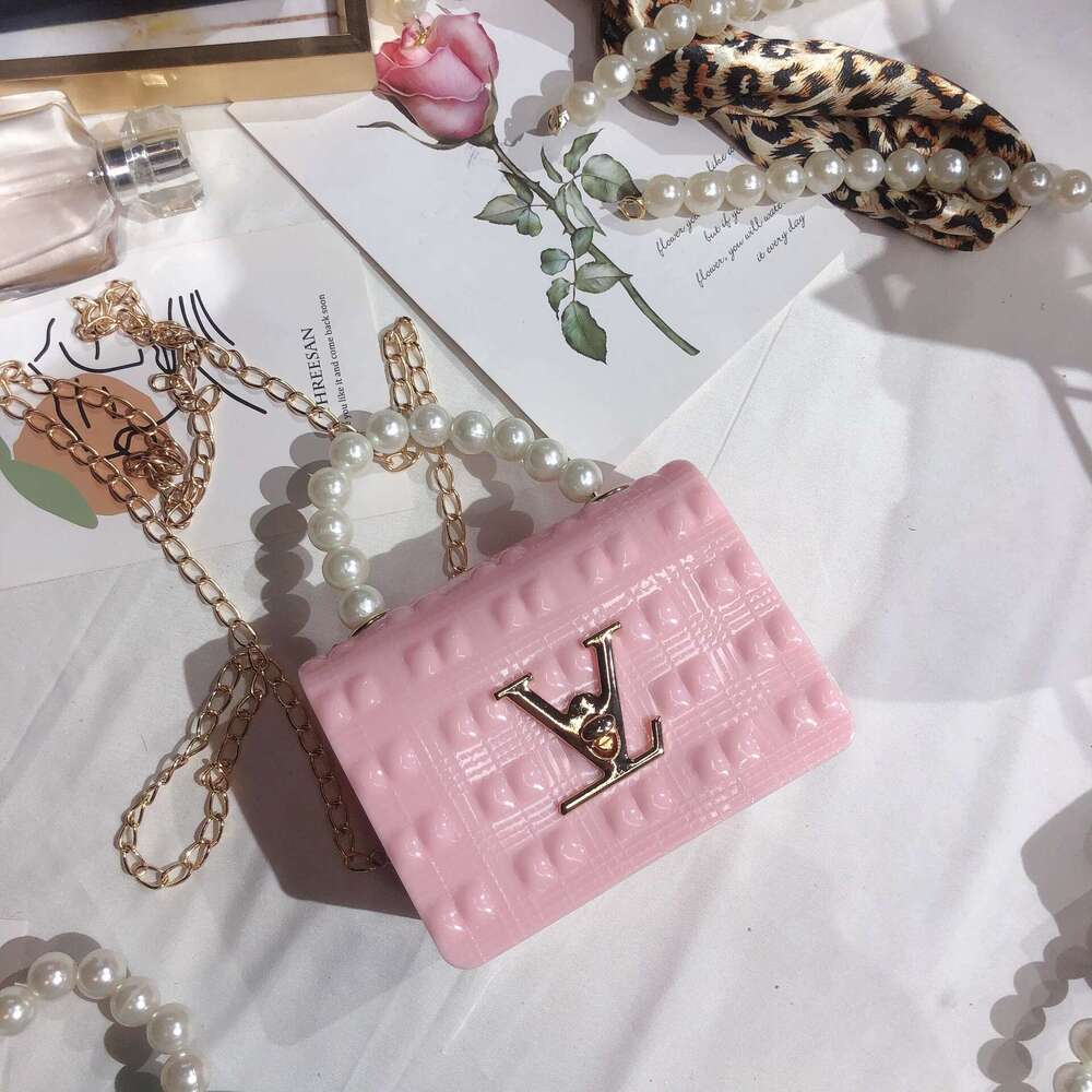 DHcollections 2025 New Pearl Handheld Mini Jelly Quilted Women's Candy Color Small Square Single Shoulder Crossbody Chain Bag
